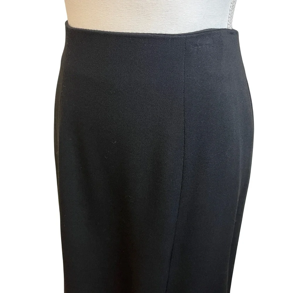 Vintage ELLEN TRACY Black High Waist Maxi Pencil Skirt 10 Minimalist Column Work